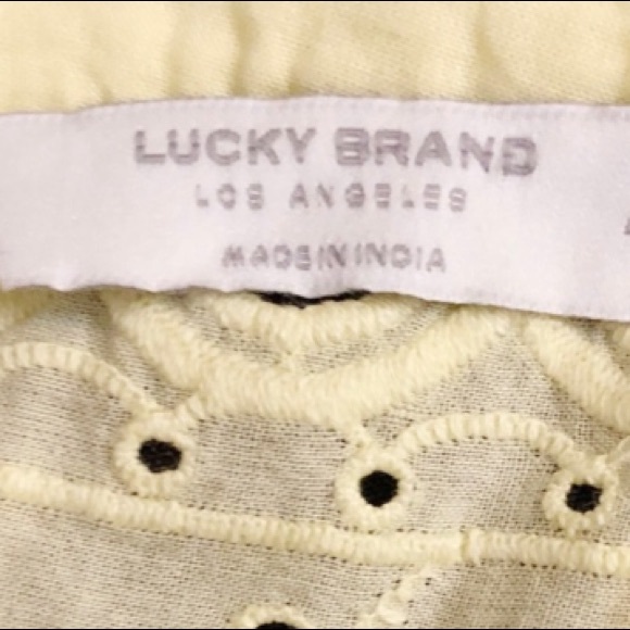 Embroidered Eyelet Lace Sleeveless Crew Neck Shiffly Tank Top Lucky Brand Yellow - Picture 7 of 15